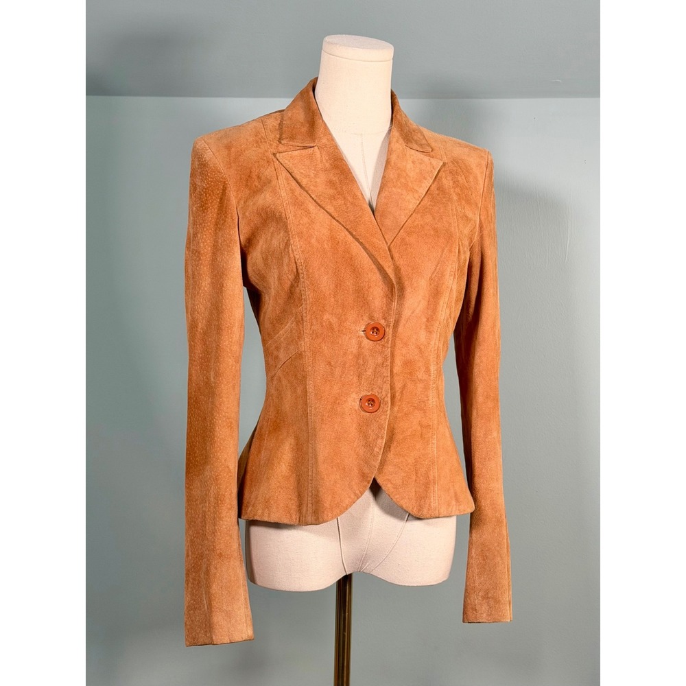 Vintage 2000s Cache Leather Blazer Suede 00s 90s Jacket Y2K Fall Chic Office